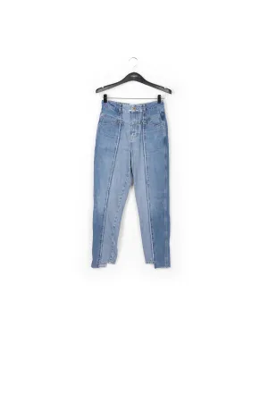 Two-tone frayed boyfriend jeans