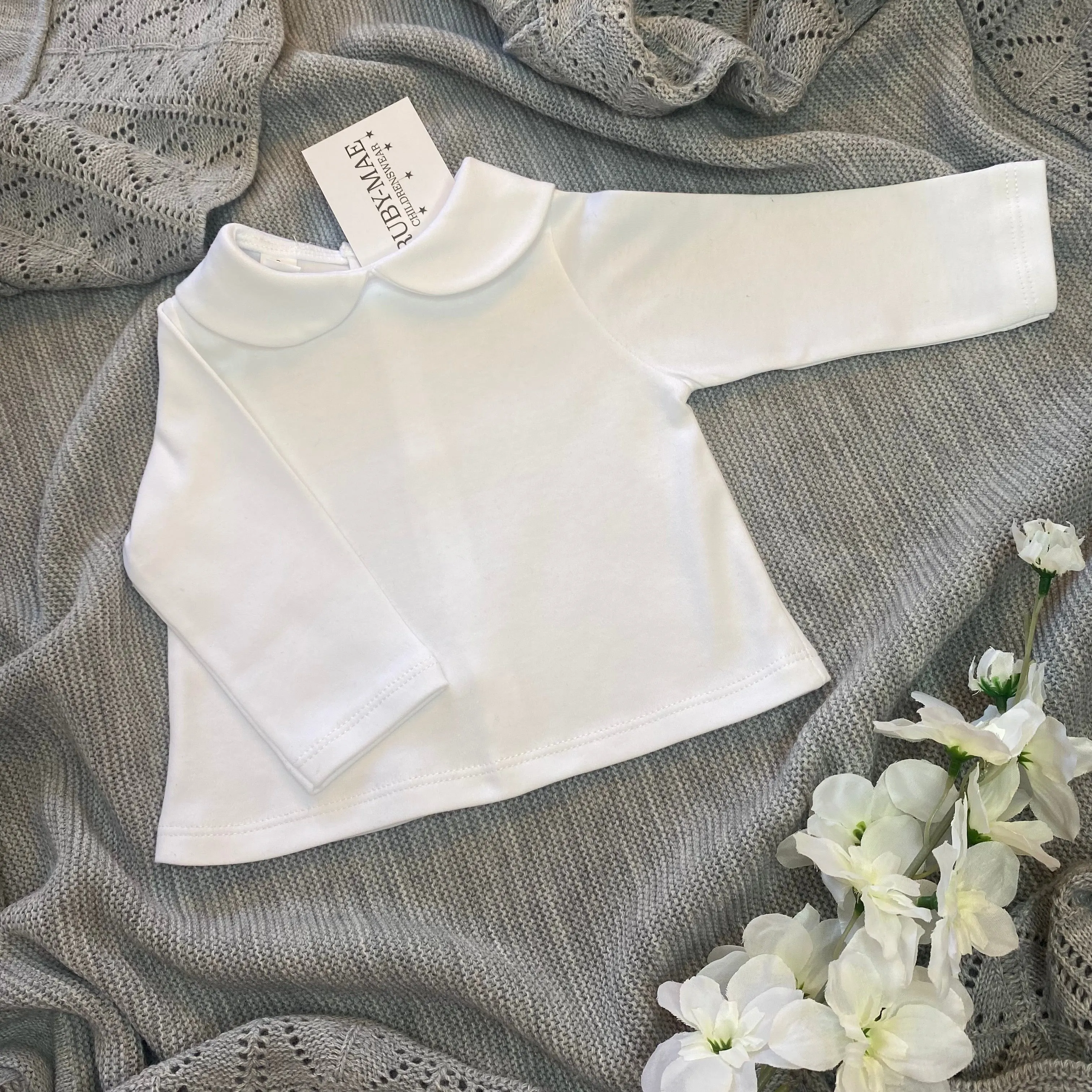 UNISEX White Cotton Long Sleeve Top