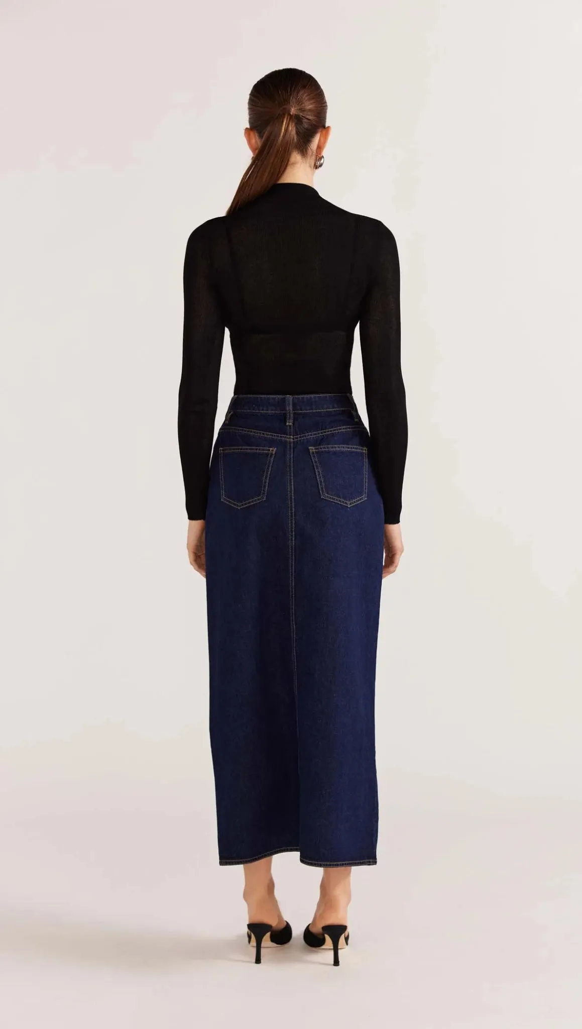 Vara Denim Midi Skirt