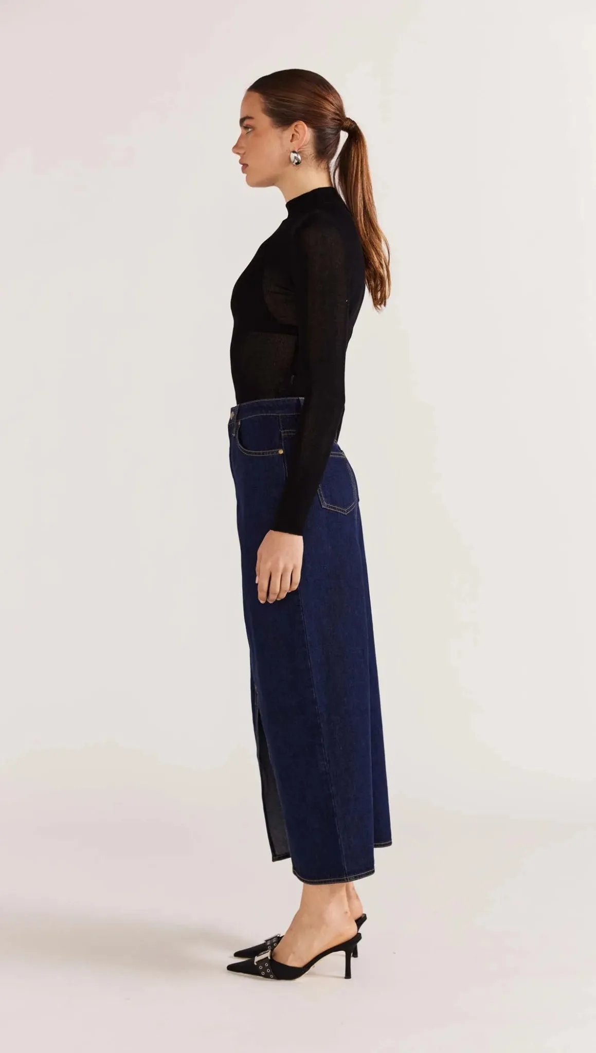 Vara Denim Midi Skirt