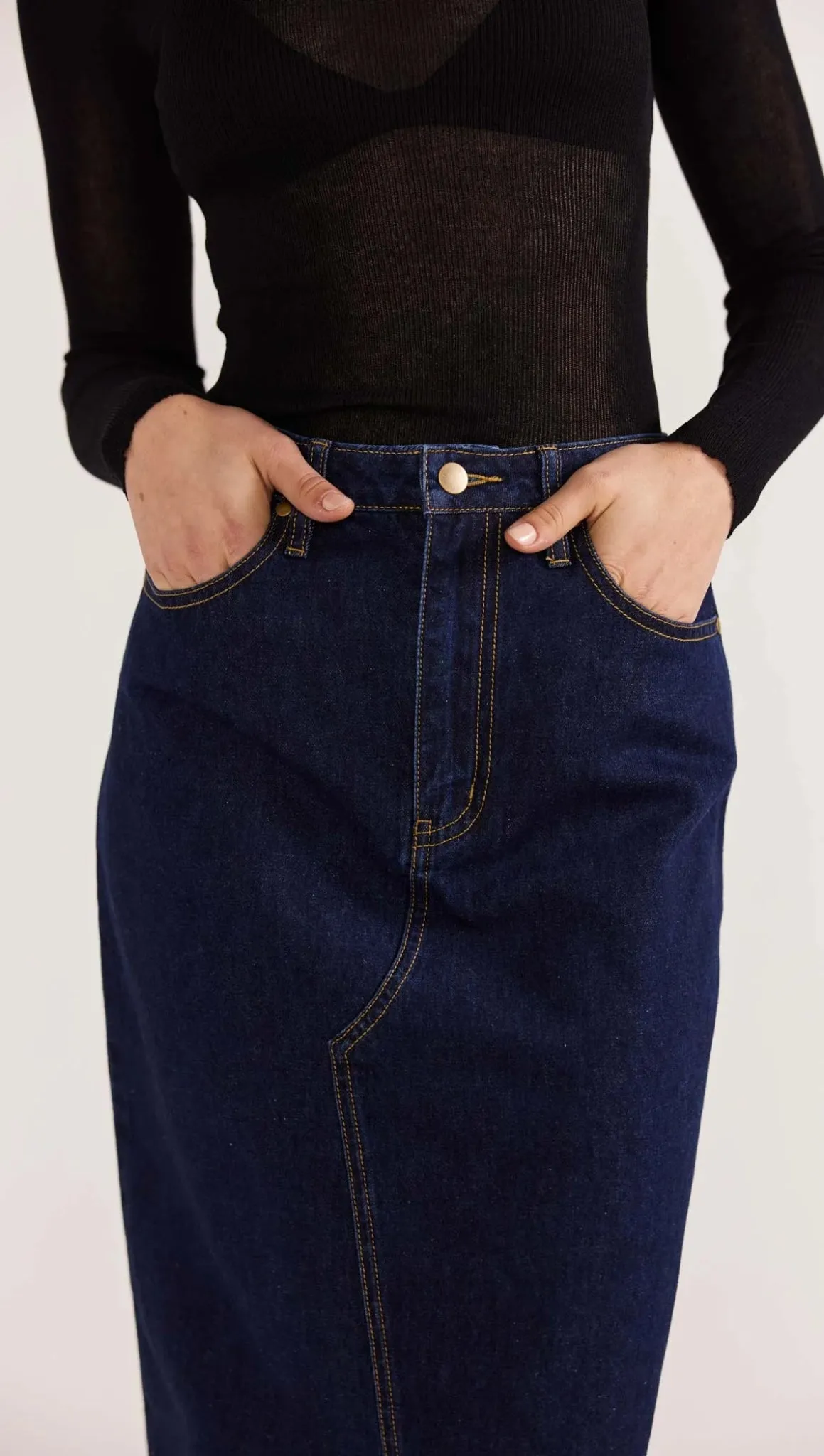 Vara Denim Midi Skirt