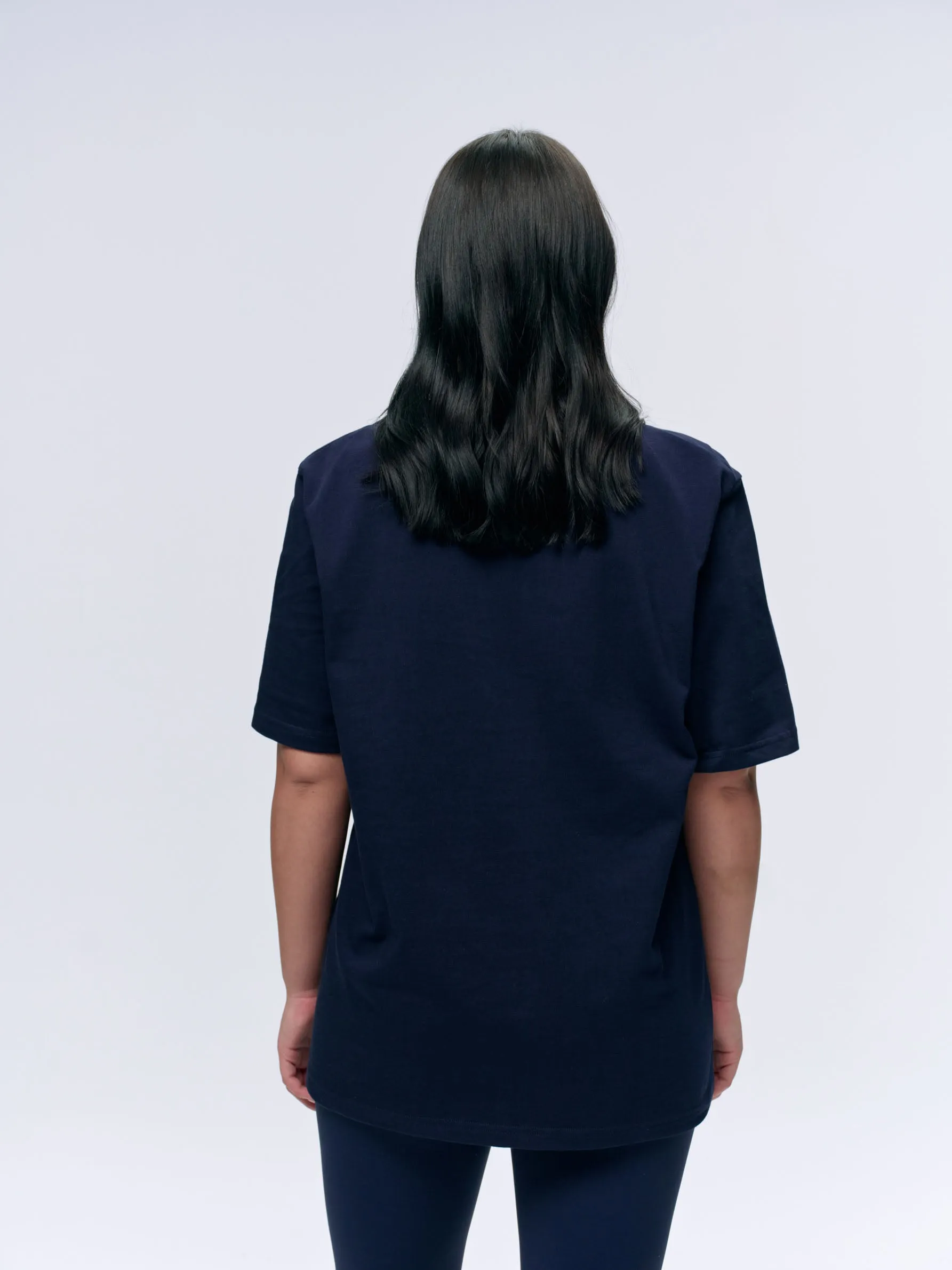 Varsity Short Sleeve Oversized T-shirt - Navy Blue/Burgundy