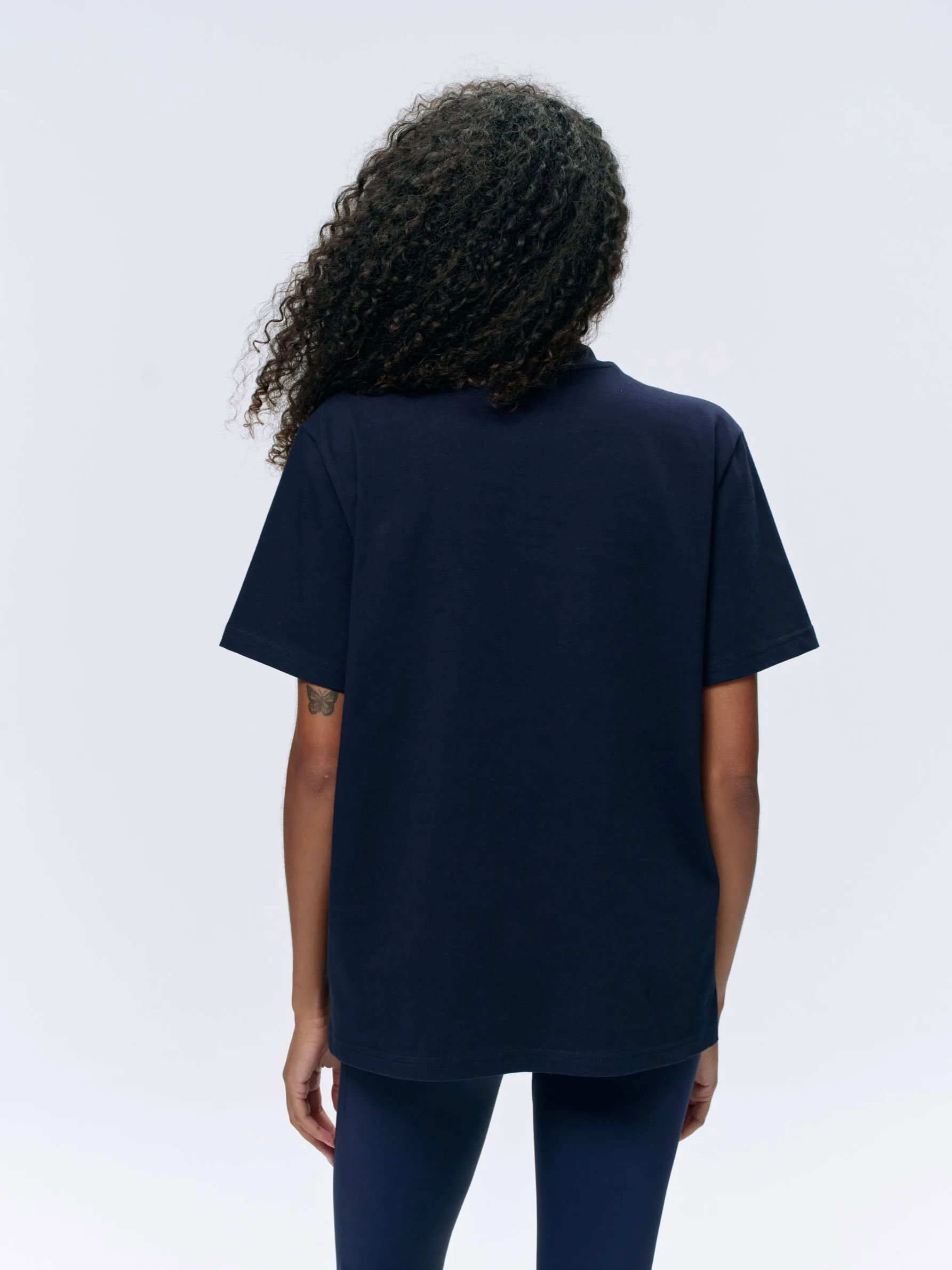 Varsity Short Sleeve Oversized T-shirt - Navy Blue/Burgundy