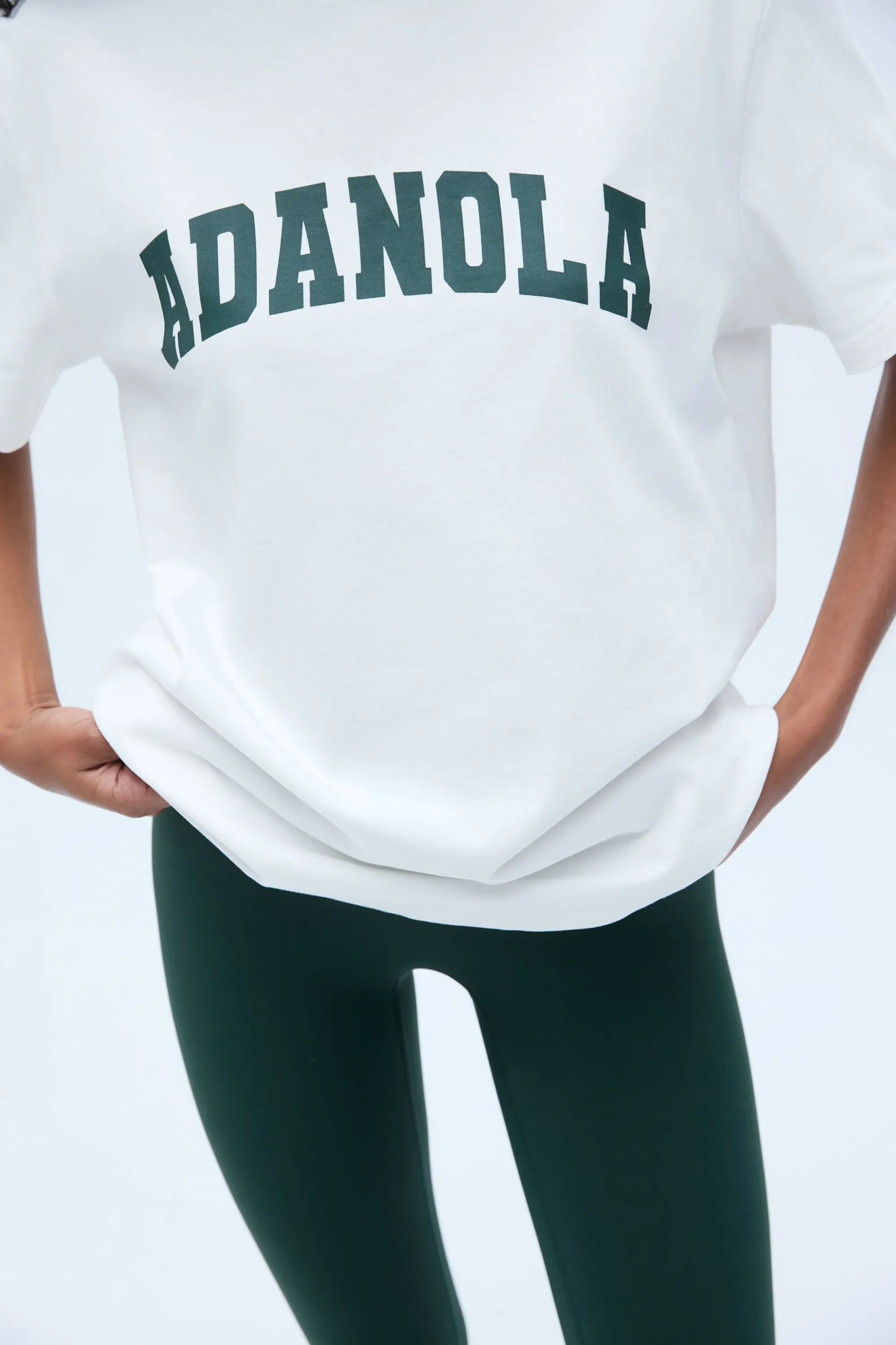 Varsity Short Sleeve Oversized T-shirt - White/Pine Green