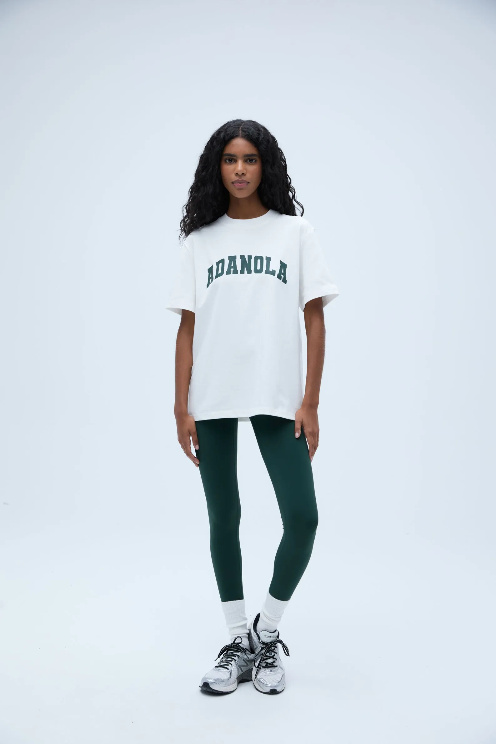 Varsity Short Sleeve Oversized T-shirt - White/Pine Green