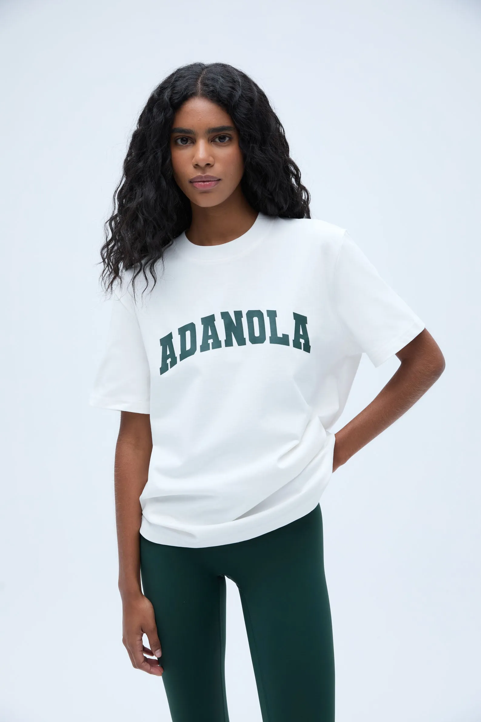 Varsity Short Sleeve Oversized T-shirt - White/Pine Green