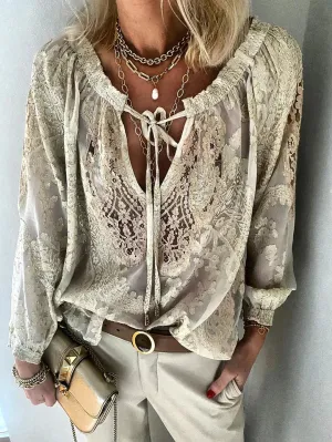 VelaVie - Blouse with lace details