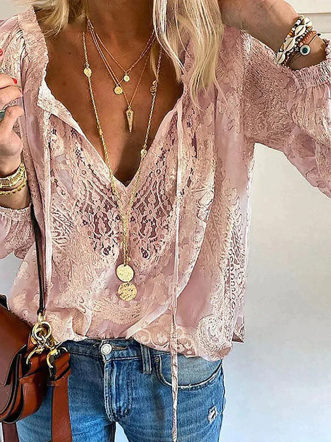 VelaVie - Blouse with lace details