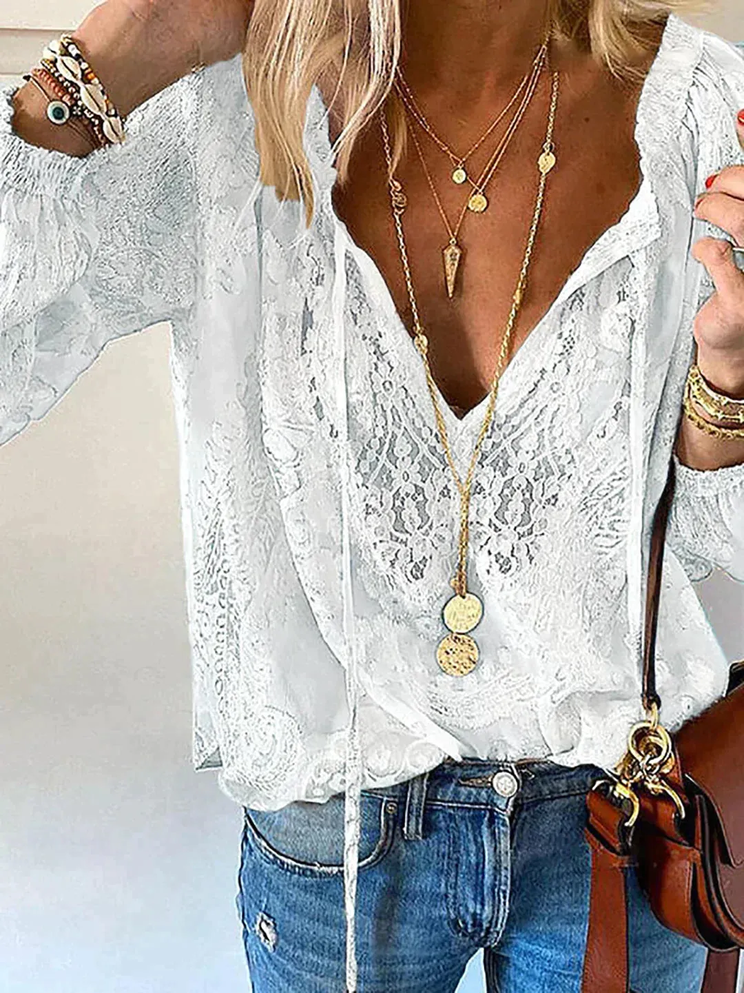 VelaVie - Blouse with lace details