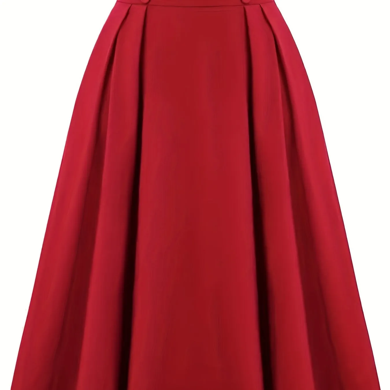 Versatile Solid Pleated Skirts, Elegant Button Front High Waist Skirts, Women's Clothing