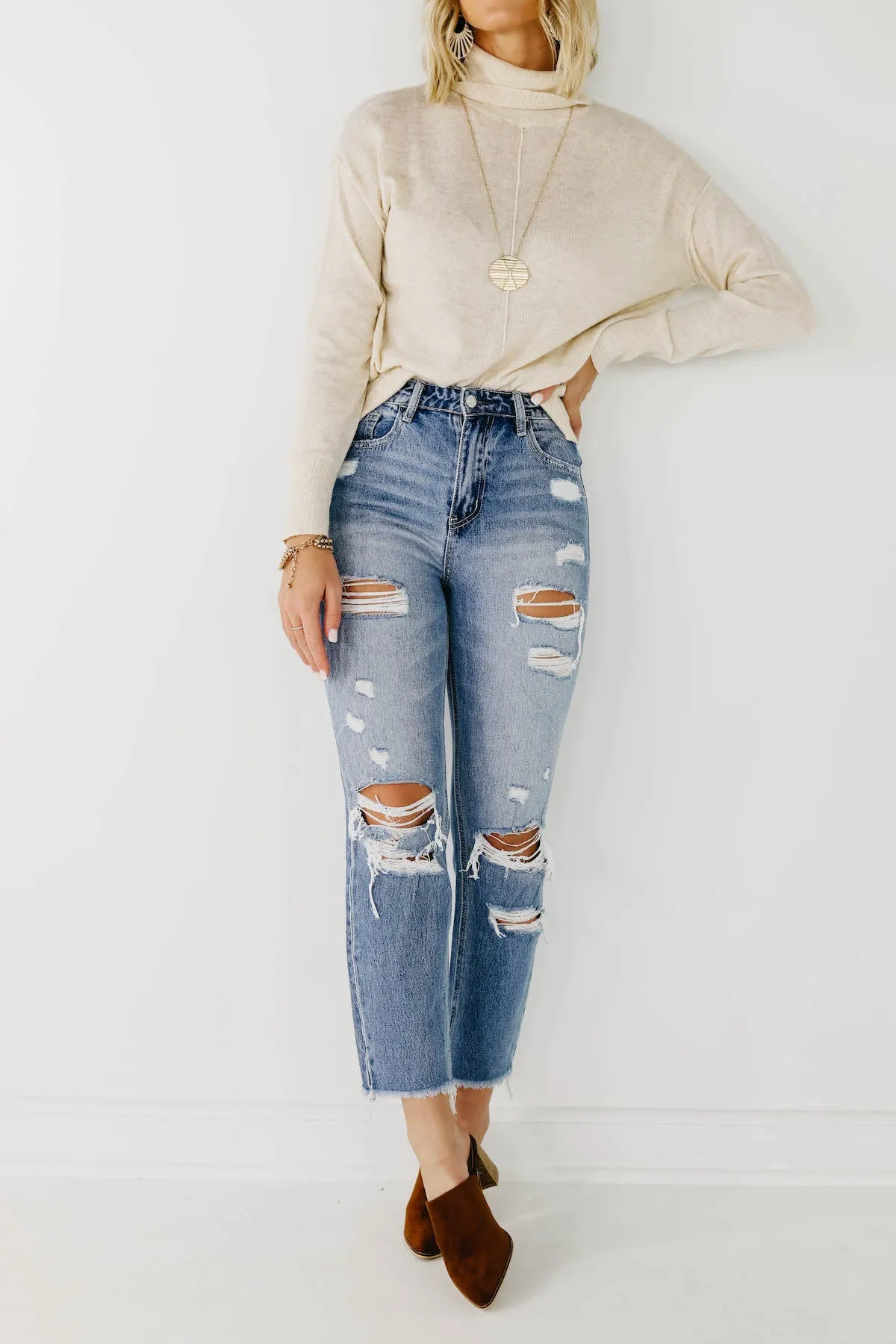 Vervet Denim | The Billie Raw Hem Mom Jean
