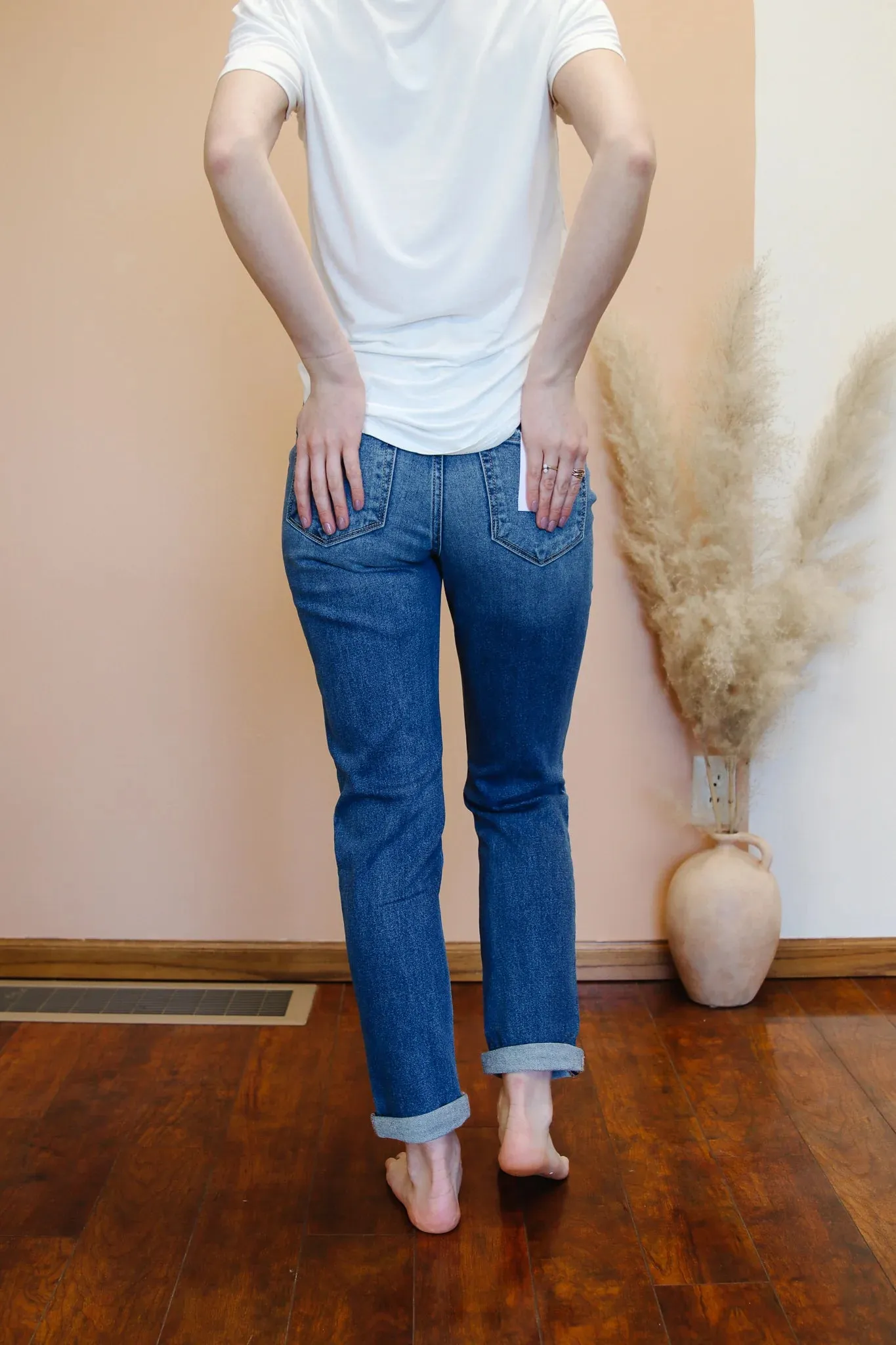 VERVET Erika Blue Distressed Mom Jeans