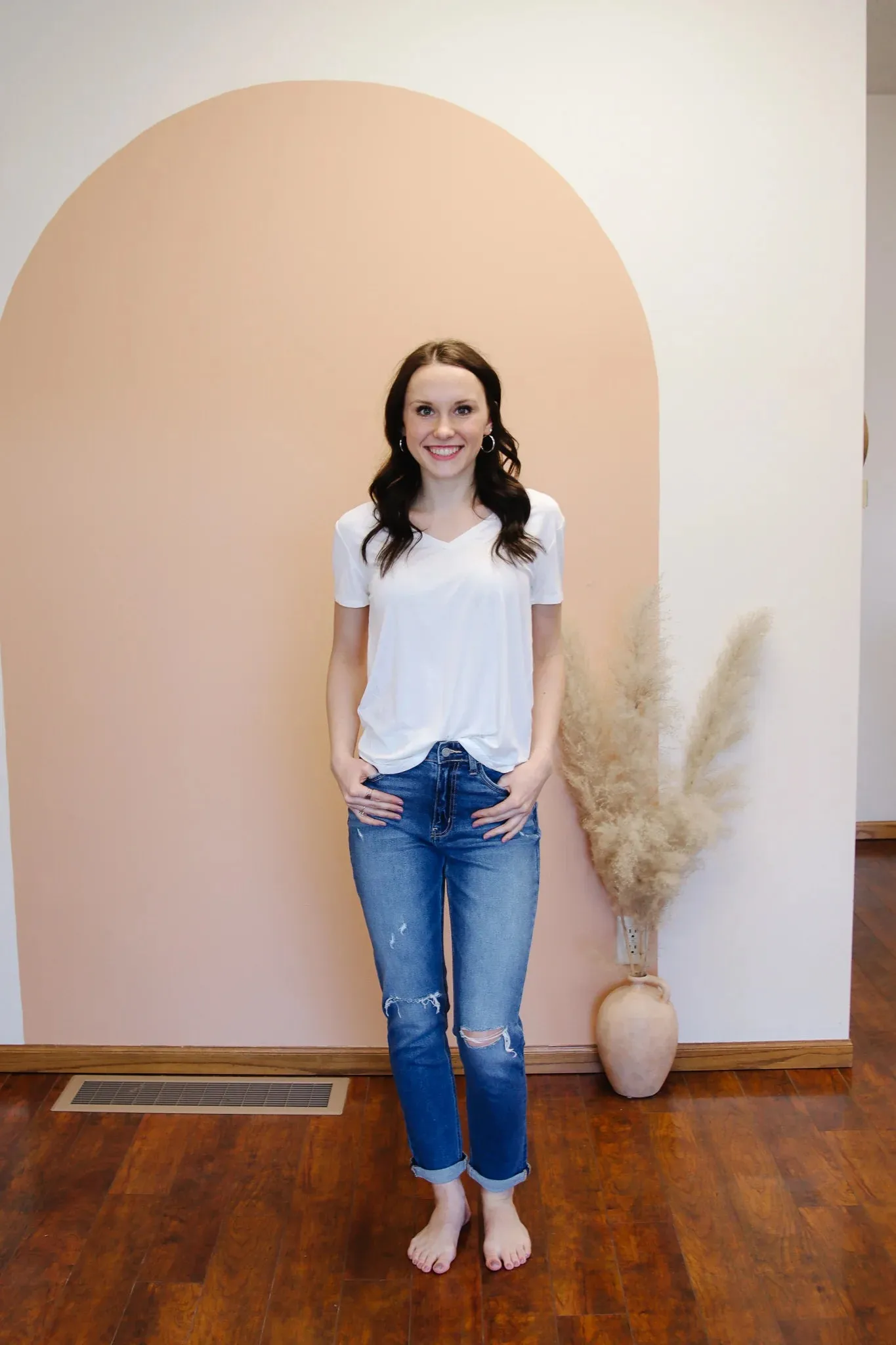 VERVET Erika Blue Distressed Mom Jeans