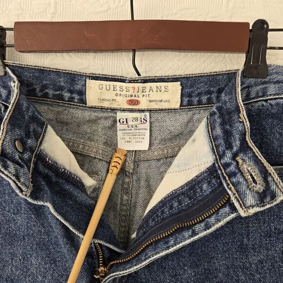 Vintage 80s Guess High Rise Tapered Mom Jeans~28~USA 100% Cotton