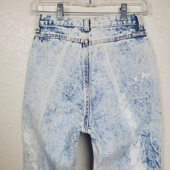 Vintage 90s Zena Acid Washed Bleached Patchwork New Directions Denim Blue Jeans