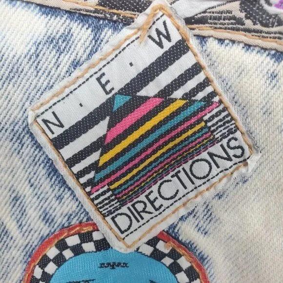 Vintage 90s Zena Acid Washed Bleached Patchwork New Directions Denim Blue Jeans