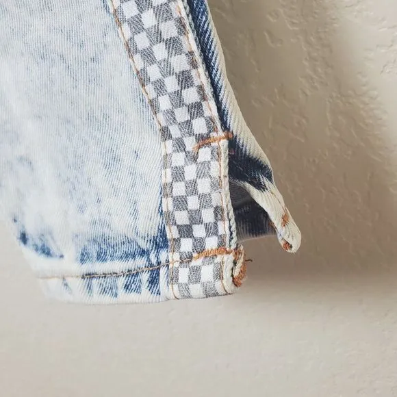 Vintage 90s Zena Acid Washed Bleached Patchwork New Directions Denim Blue Jeans