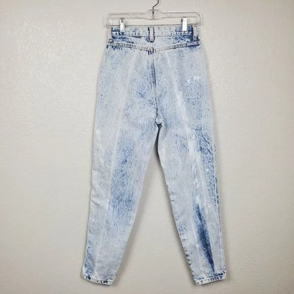 Vintage 90s Zena Acid Washed Bleached Patchwork New Directions Denim Blue Jeans