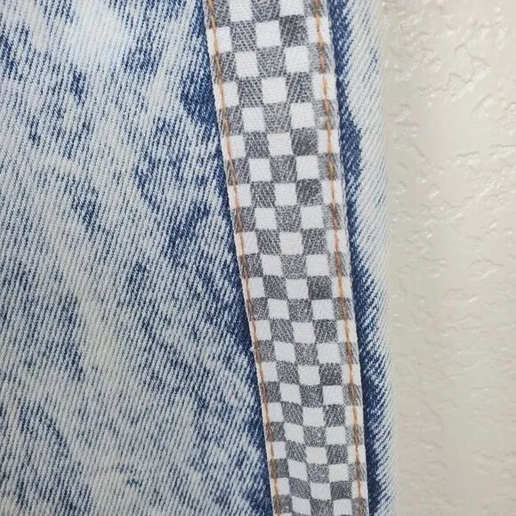 Vintage 90s Zena Acid Washed Bleached Patchwork New Directions Denim Blue Jeans