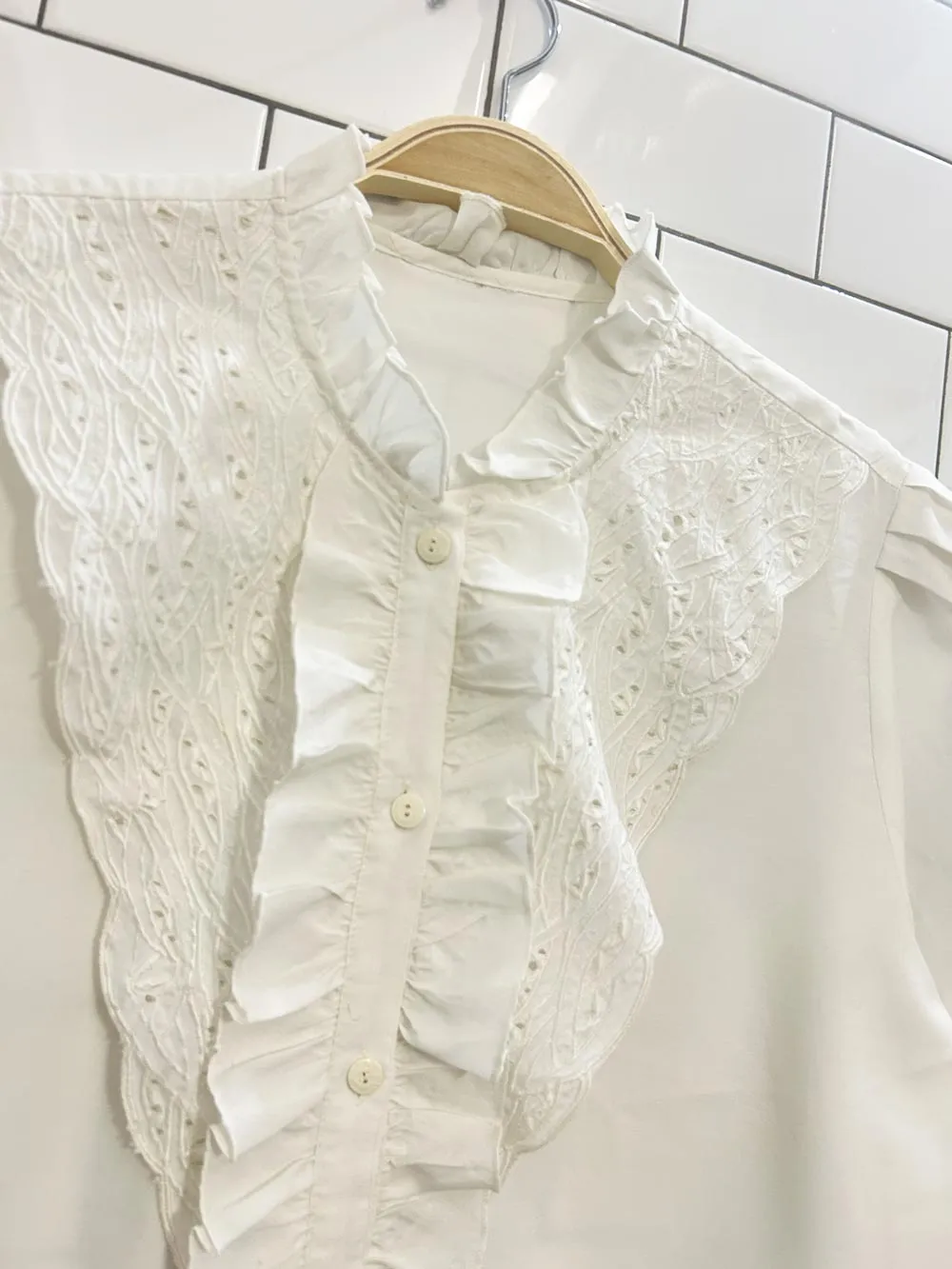 vintage embroidered ruffle blouse