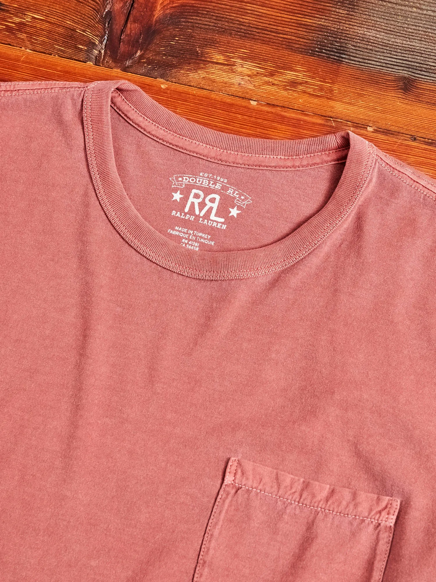 Vintage Knit Pocket T-Shirt in Red