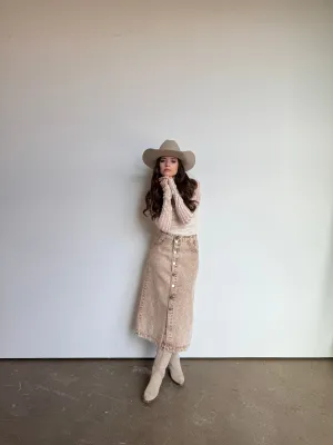Vintage Taupe Button Midi
