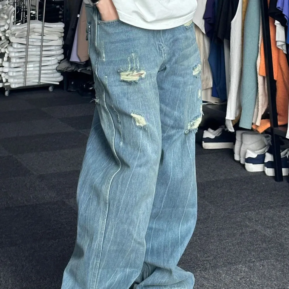 Vintage Washed Ripped Boyfriend Jeans