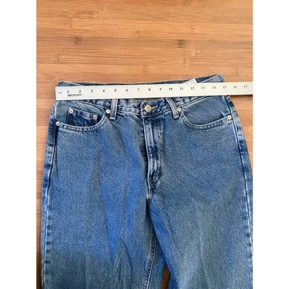 VTG Tommy Hilfiger Jeans 8 triple t blue denim ladies 30 mom leather logo patch