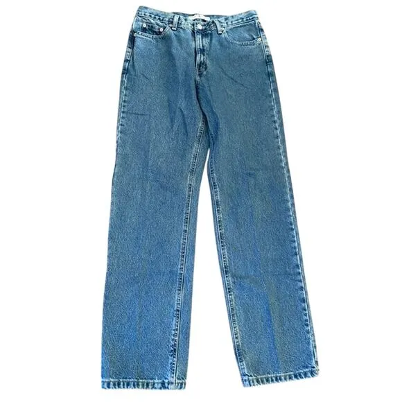 VTG Tommy Hilfiger Jeans 8 triple t blue denim ladies 30 mom leather logo patch