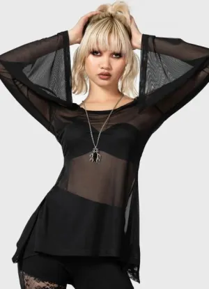 Waning Orbit Cold-Shoulder Top - Black -