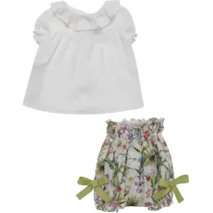 White Blouse with Floral Bloomers Set