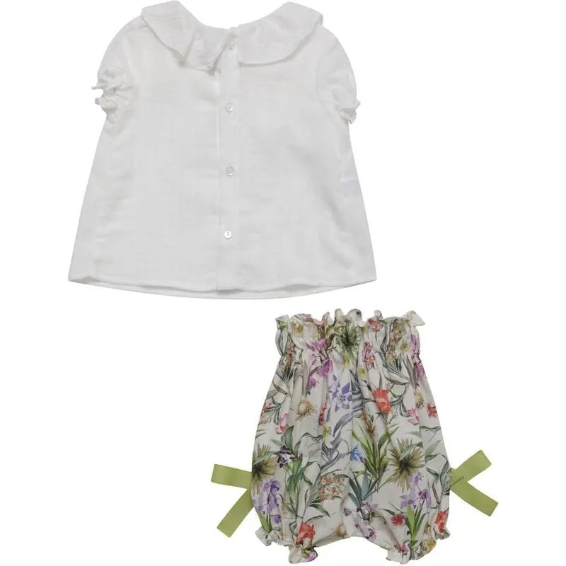 White Blouse with Floral Bloomers Set