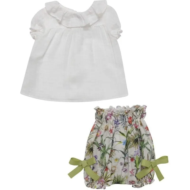 White Blouse with Floral Bloomers Set