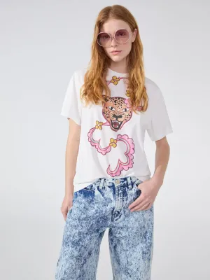 WHITE PRINTED DYLAN TSHIRT