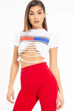 White Property of No-One Extreme Rip Crop Top - Verle