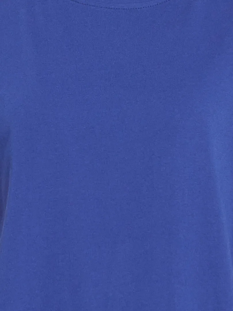 Women Blue Solid Organic Cotton T-shirt With Harem pant  (BLACK)