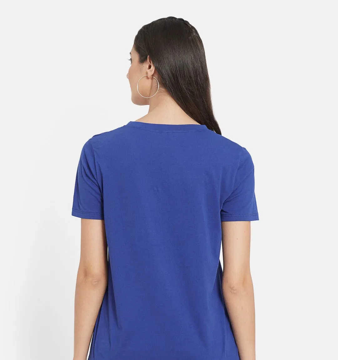 Women Blue Solid Organic Cotton T-shirt With Harem pant  (BLACK)