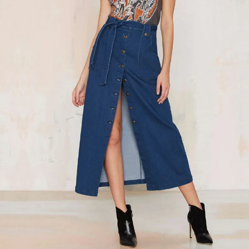 Women Denim skirts Long Skirt High Waist Jeans Maxi Skirts jeans Casual Plus Size Skirt 995