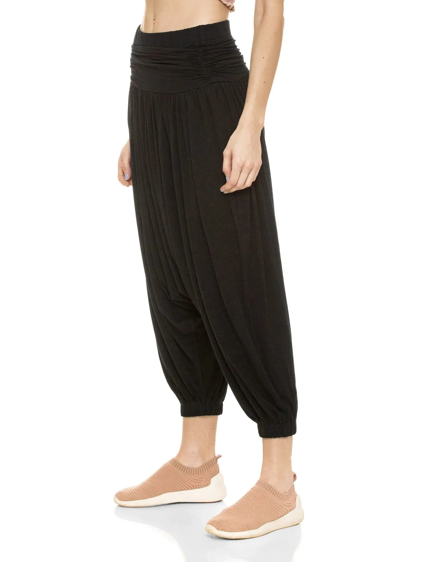 Women Grey Organic Cotton T-shirt with HAREM PANT (BLACK)