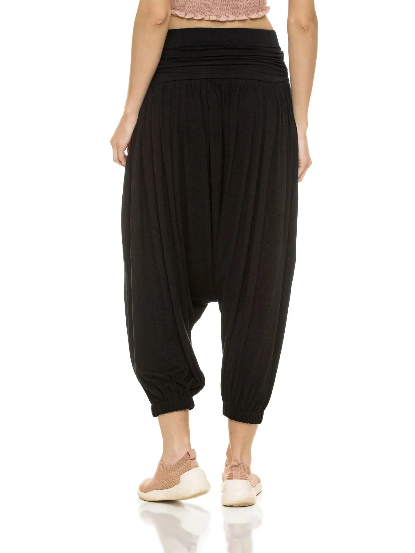 Women Grey Organic Cotton T-shirt with HAREM PANT (BLACK)