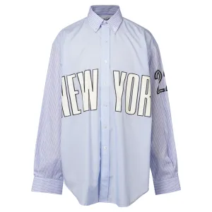 WOMEN SLOUCHY BUTTON DOWN WOVEN / BLUE
