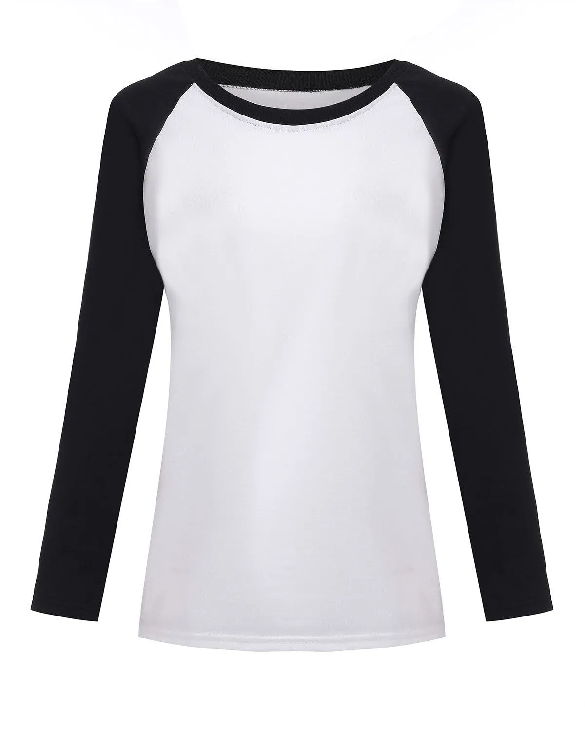 Women T-shirt Sweatshirt Raglan Long Sleeve Patchwork Loose Tee Tops