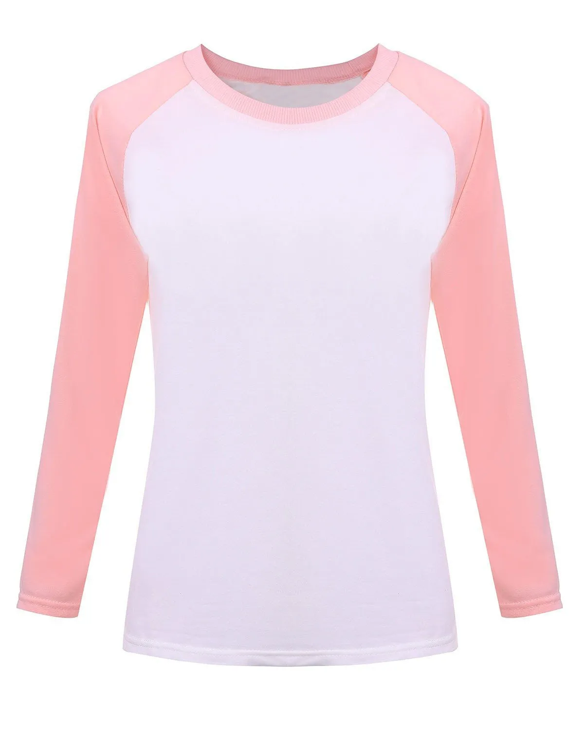 Women T-shirt Sweatshirt Raglan Long Sleeve Patchwork Loose Tee Tops