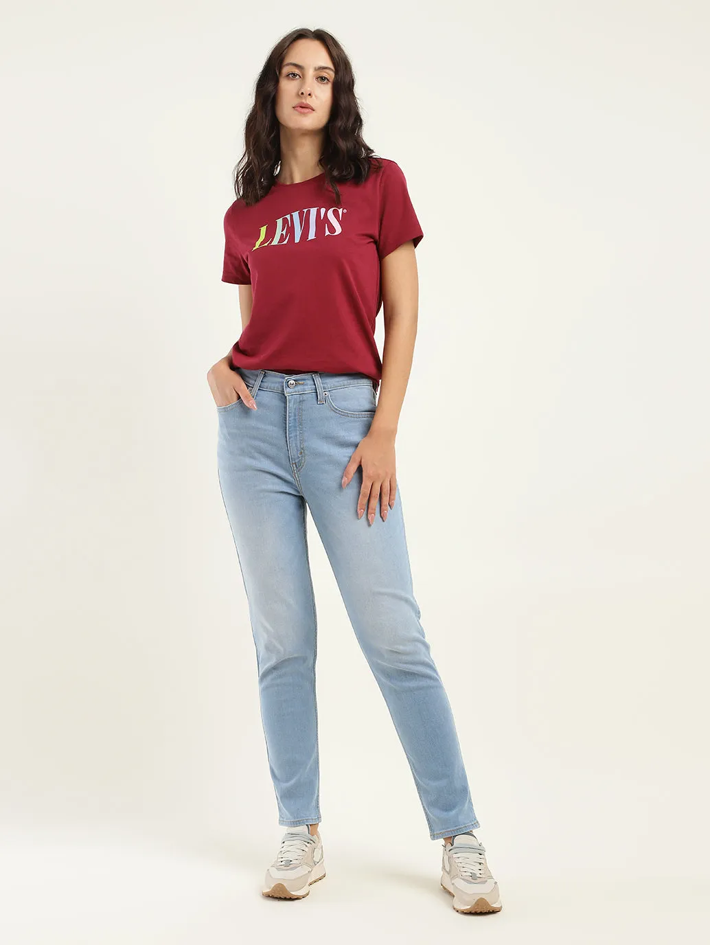 Women's 80s Blue Tapered Fit High Rise Jeans