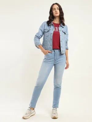 Women's 80s Blue Tapered Fit High Rise Jeans