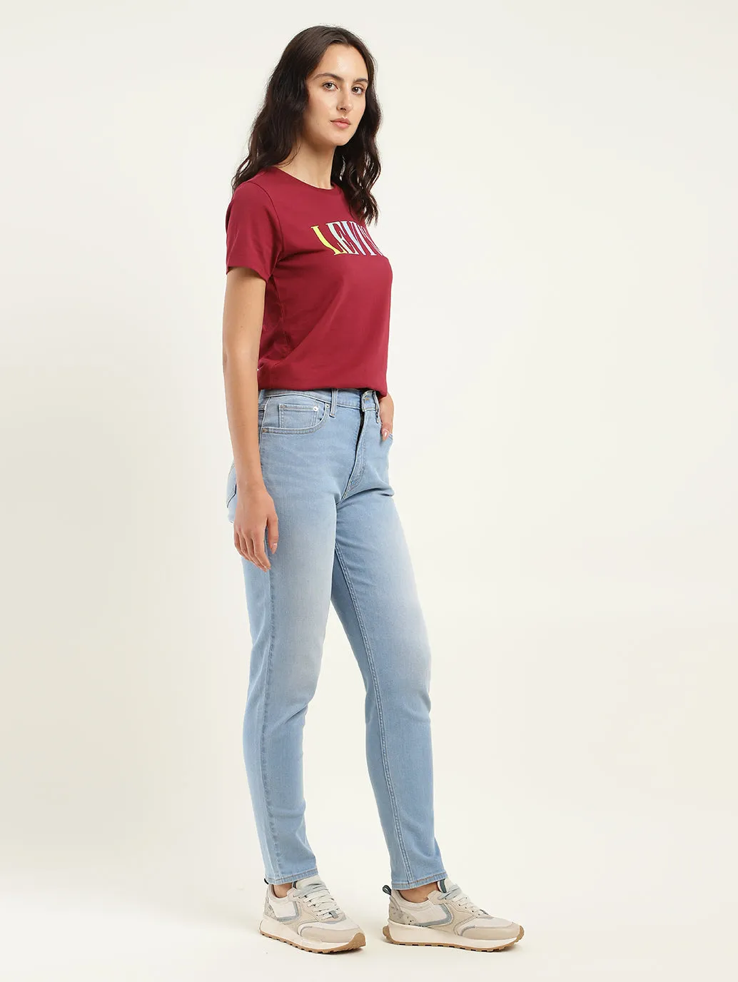 Women's 80s Blue Tapered Fit High Rise Jeans