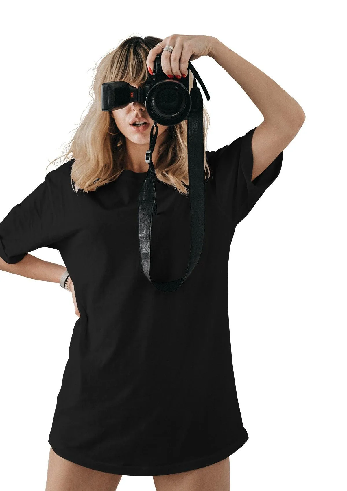 Womens Boyfriend T-Shirts Crew Neck Black 3pc Bundle