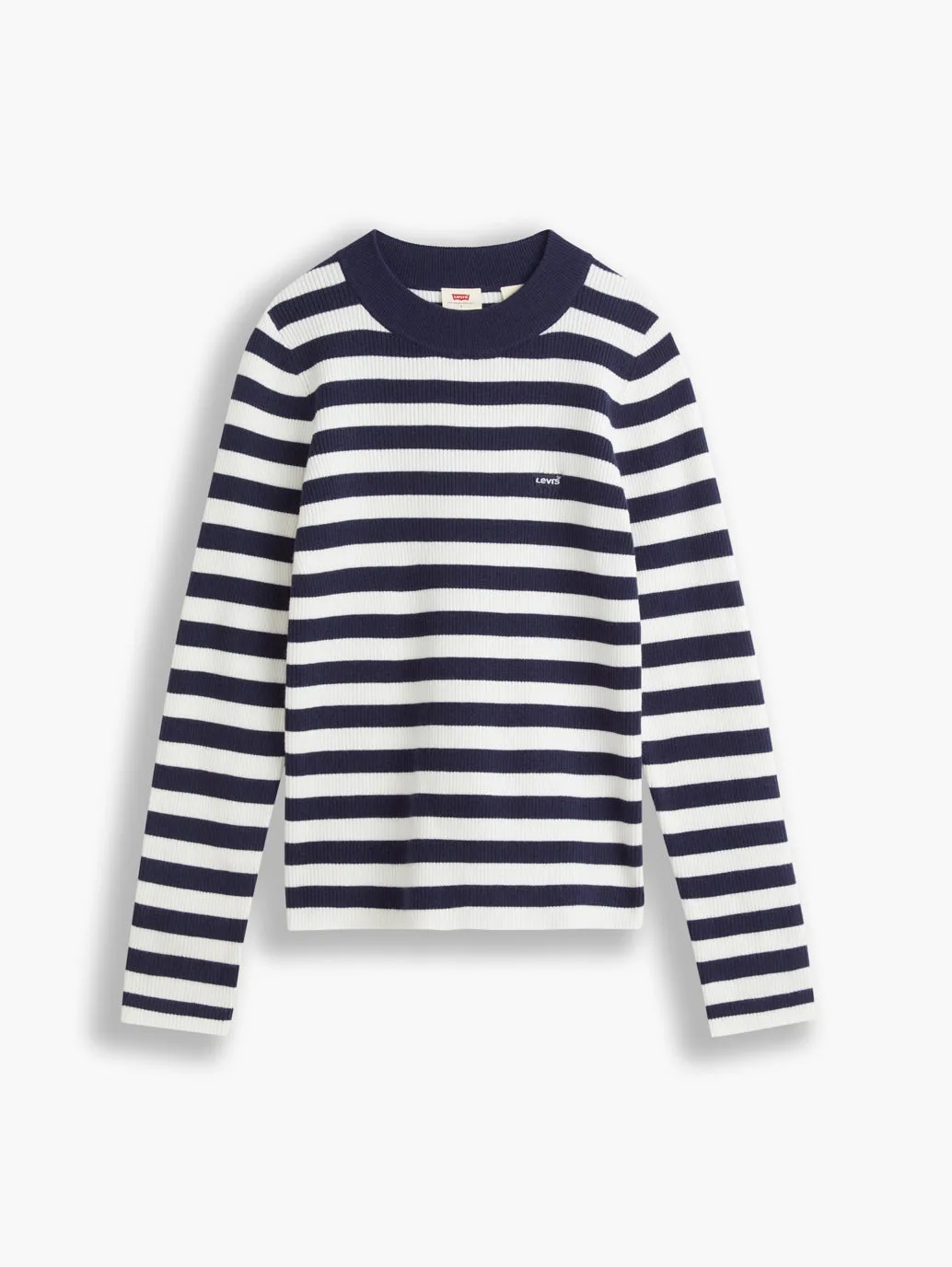 Women's Striped Navy Blue Crew Neck Sweater