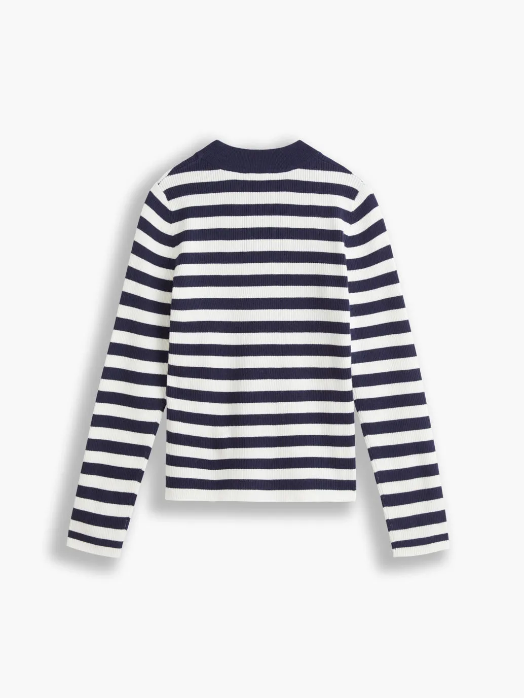 Women's Striped Navy Blue Crew Neck Sweater