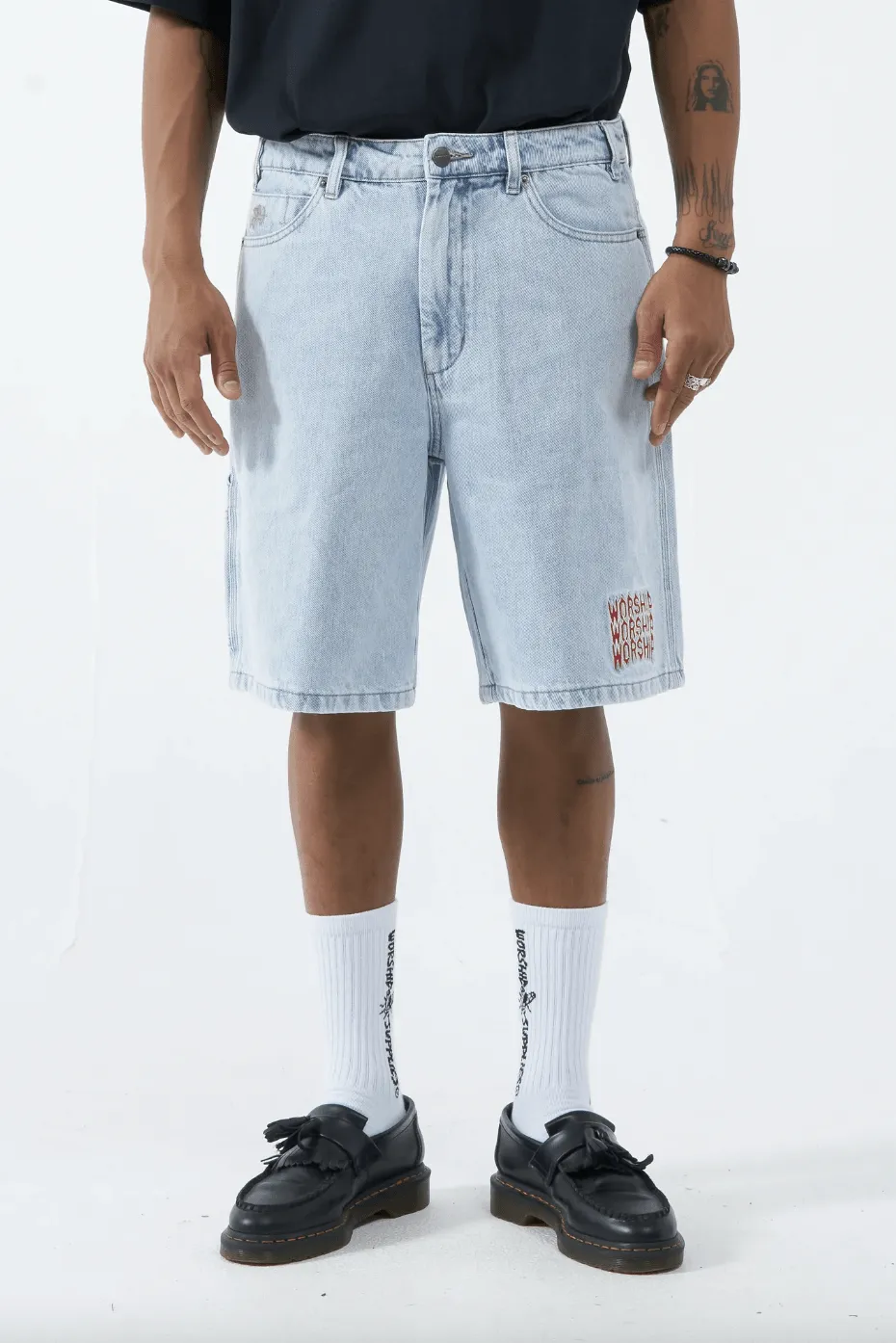 WORSHIP SUPPLIES LOUNGER DENIM SHORT - VANISH BLUE